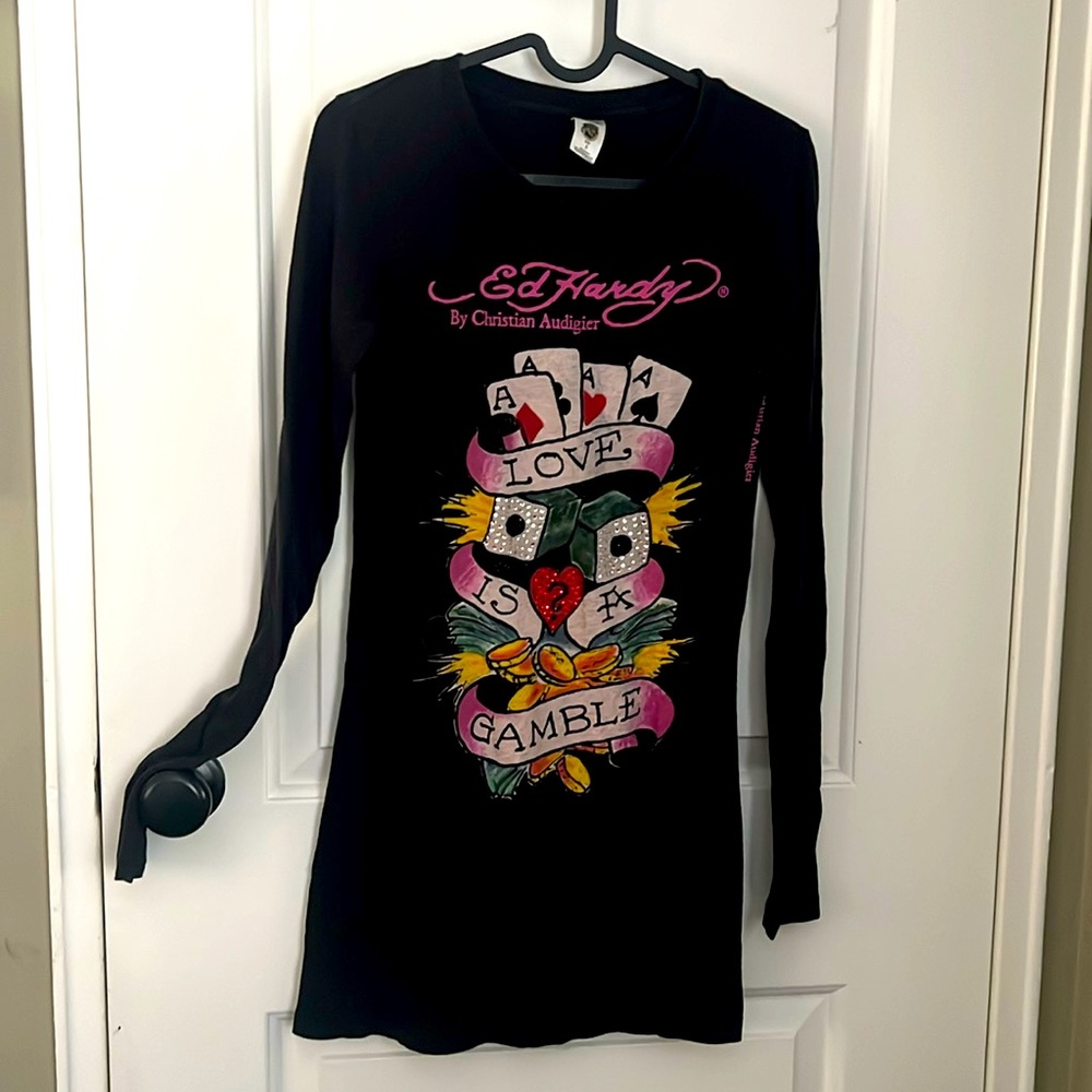 Ed Hardy black long sleeve Tee